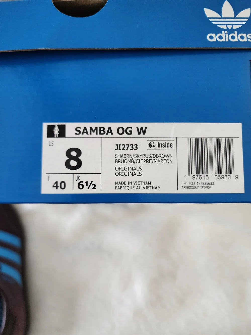 adidas Brown Suede Sneakers with Bright Blue Stripes and Laces - Picture 10 of 11